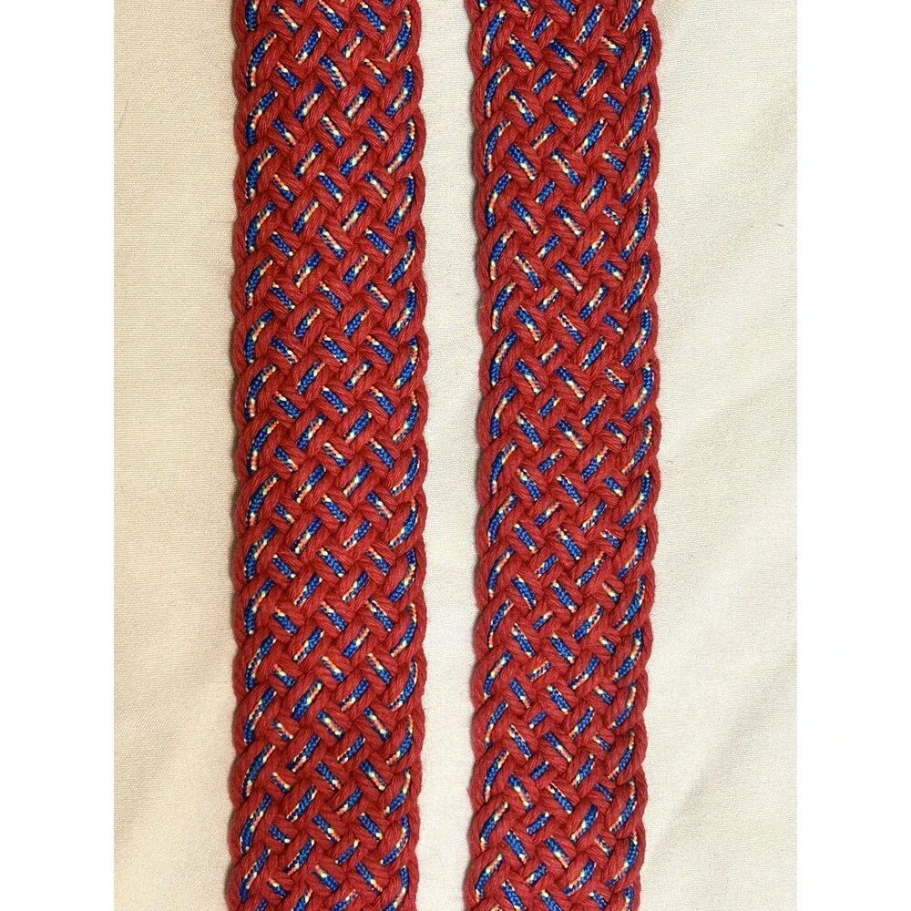 Southern Tide Braided Washed Men's Belt Charleston Red Leather Ends Sz 34